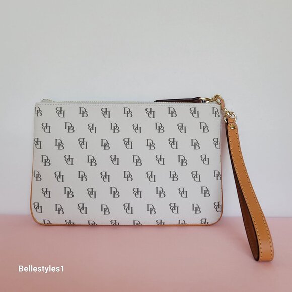 DOONEY & BOURKE Blakely Signature Logo Print Large Wristlet- Bone color ⭐ - Picture 7 of 16